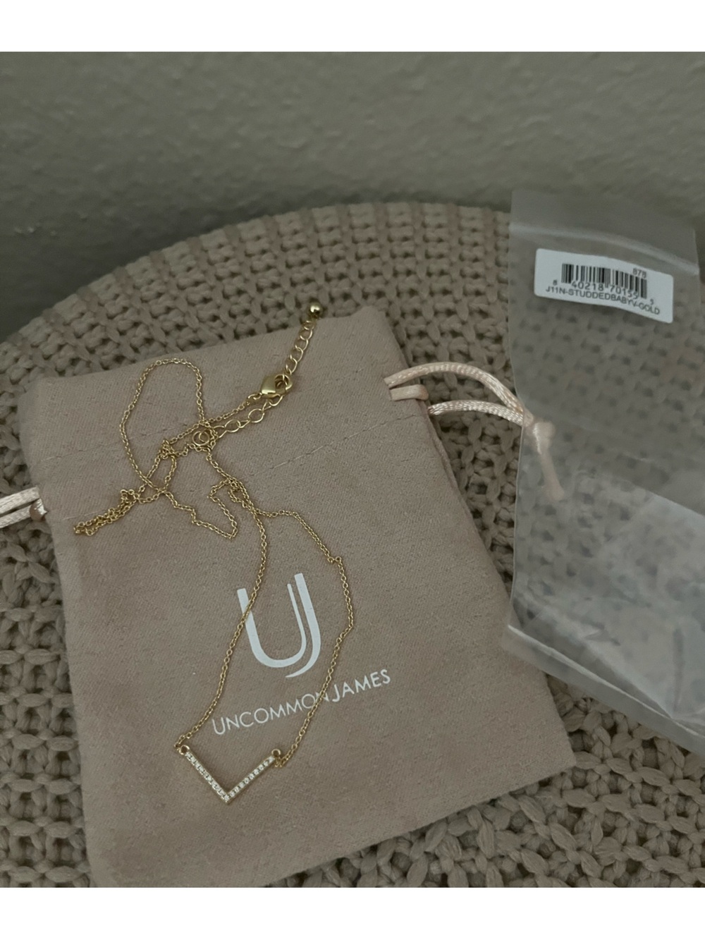 Uncommon James Gold Layered V-Bar Necklace with Crystal Pavé